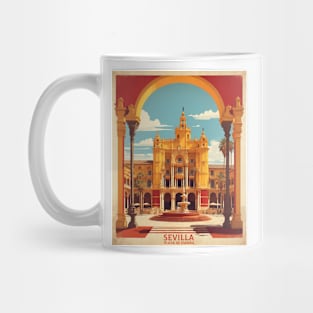 Plaza de España Seville Spain Travel Tourism Retro Vintage Mug